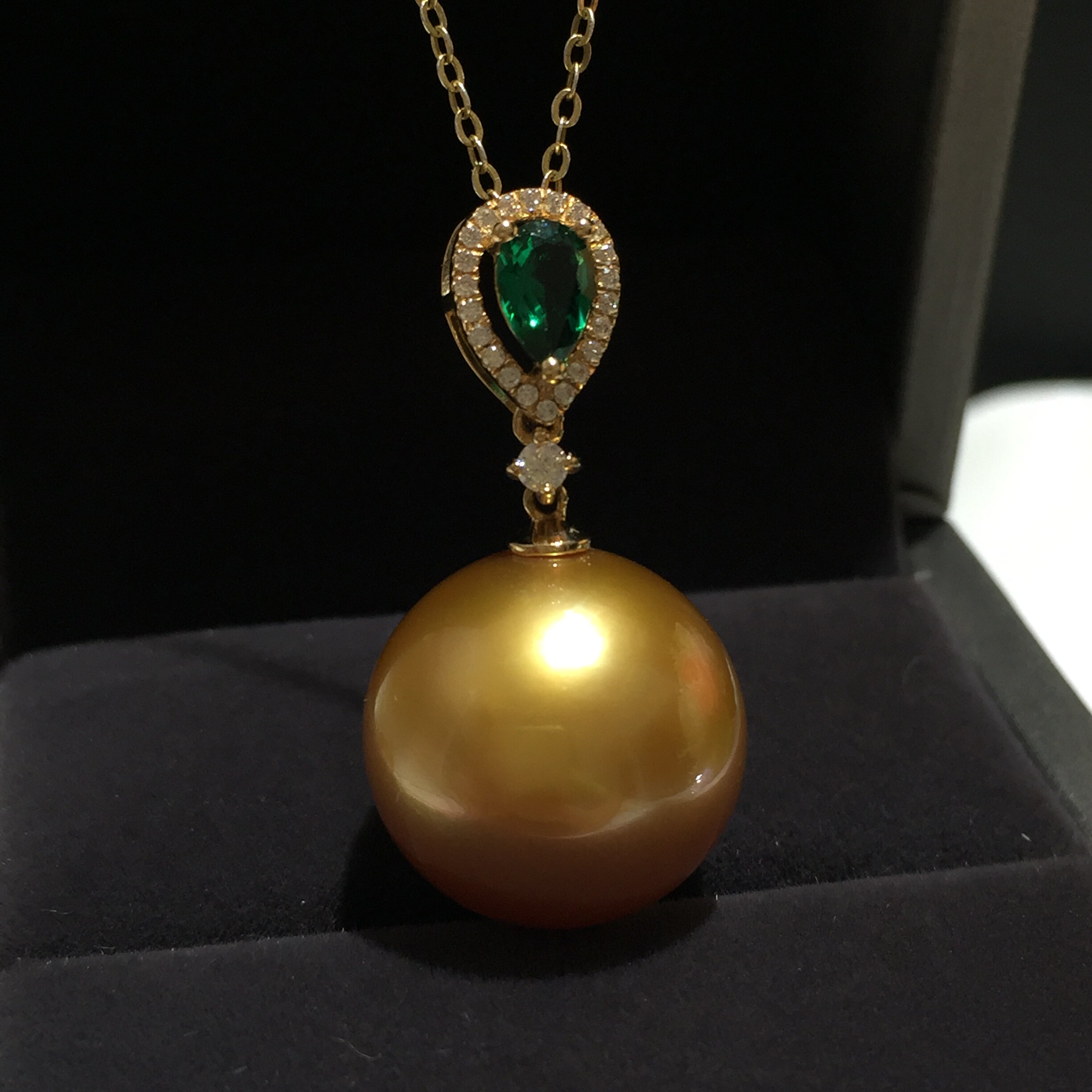 金色麦典1617mm精美海水南洋珍珠吊坠强光正圆颈饰