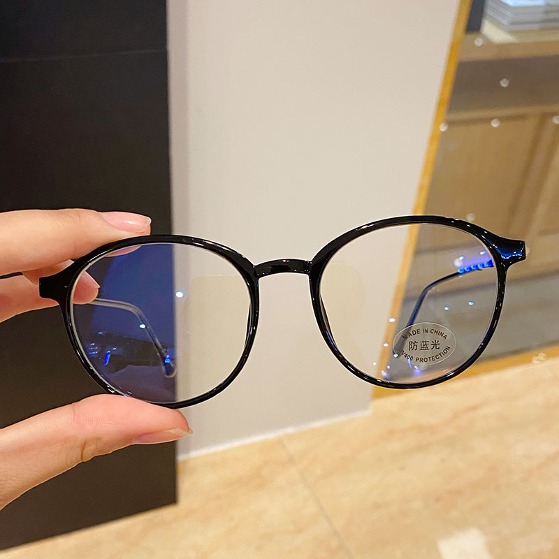 眼镜复古文艺日系黑框男女素颜长脸椭圆形蓝光眼镜架