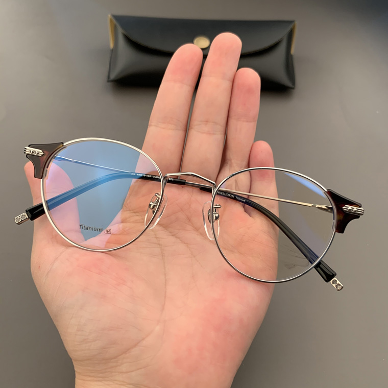 宝剑克罗心眼眼镜框架钛金丝边超轻猫眼复古眼镜架