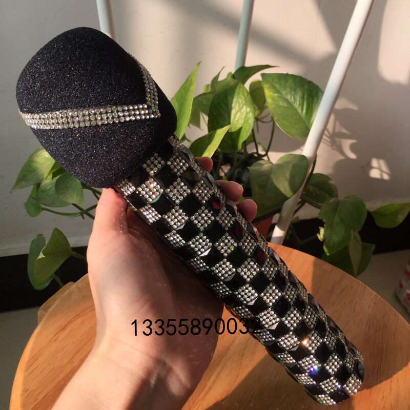 舞台歌手主持主播闪钻镶钻麦套麦克风演出话筒其他diy饰品配件