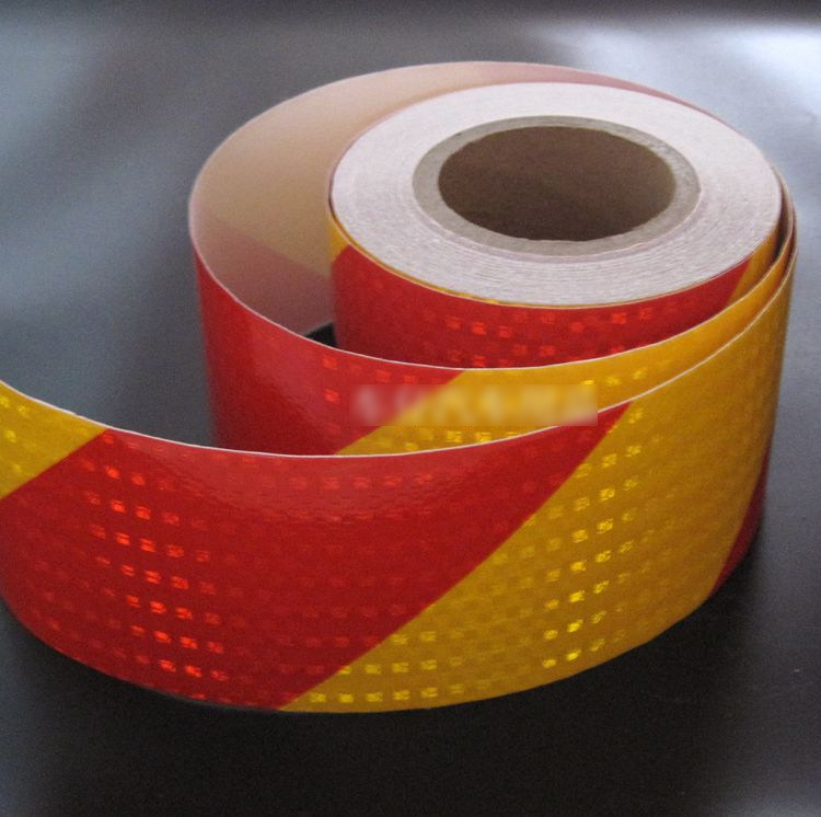 10cm黑黄红白斜纹反光胶带红黄警示反光贴条道路交通防撞地贴纸膜