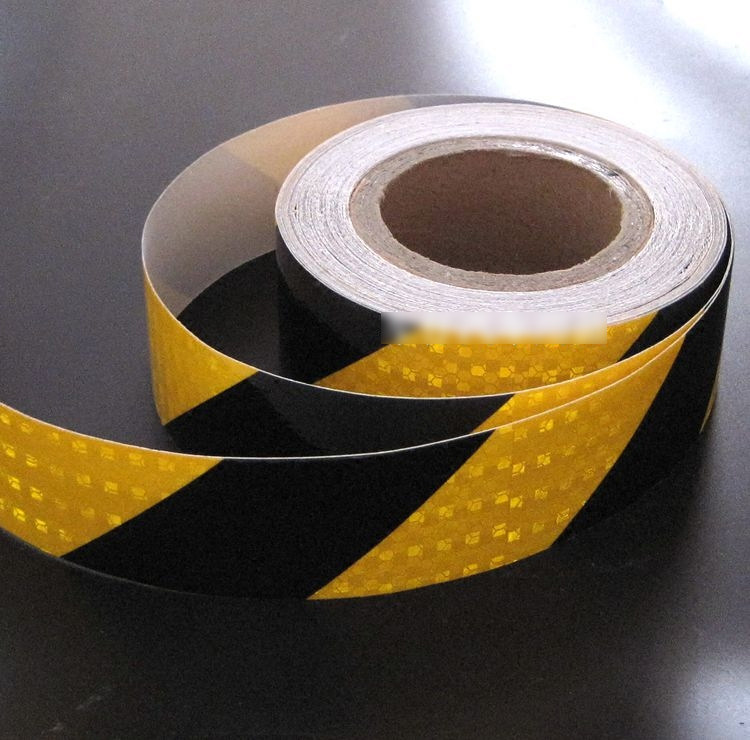 反光10cm红黄贴纸防撞道路交通贴条警示胶带斜纹汽车装饰贴