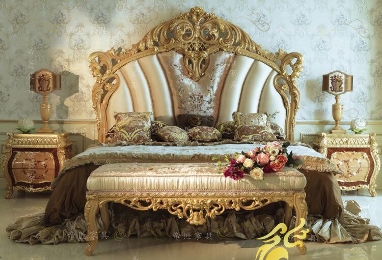 法式宫廷家具欧式古典18米实木雕刻双人奢华布艺床