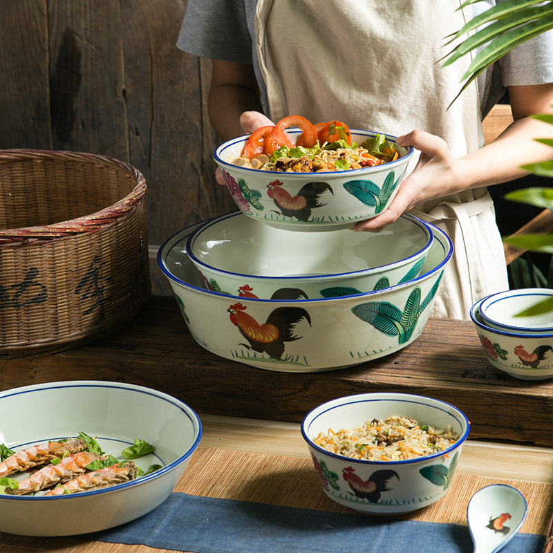 民国怀旧tvb大公鸡葵斗碗大号家用米饭饭碗甜品碗
