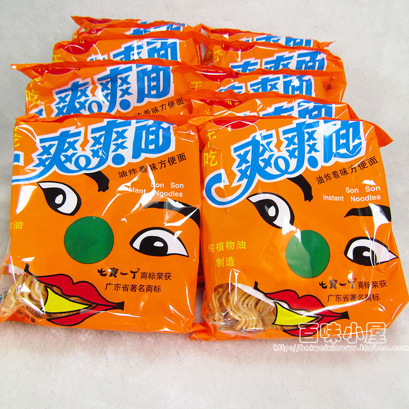 七宝一丁爽爽55g40包一箱干脆干吃方便面儿时冲泡方便面
