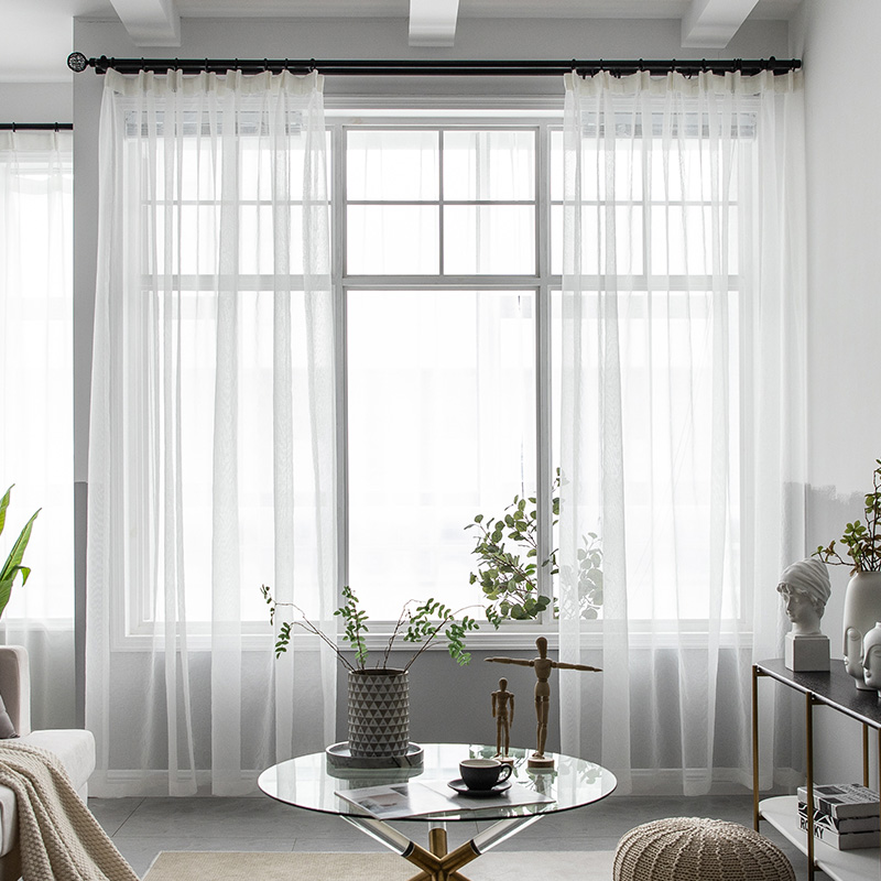 窗帘纱帘布白纱薄窗纱布料成品特价清仓白色沙飘窗阳台纱卧室ins