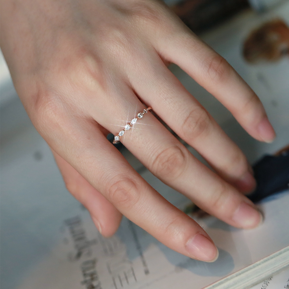 戒指日韩超级迷你钻石精致甜美百搭中指关节无名戒指