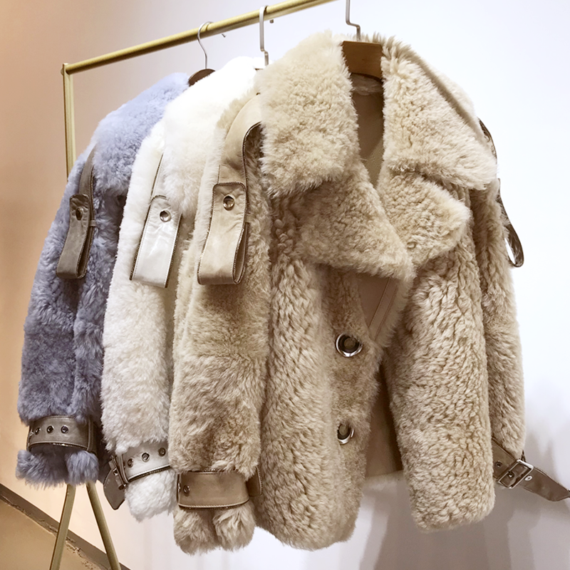 皮毛一体外套女真皮短款西装领休闲海宁羊毛皮草2021冬季新款