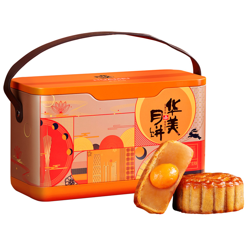 华美月饼礼盒装蛋黄白莲蓉广式多口味中秋送礼团购广东特产720g | 伊