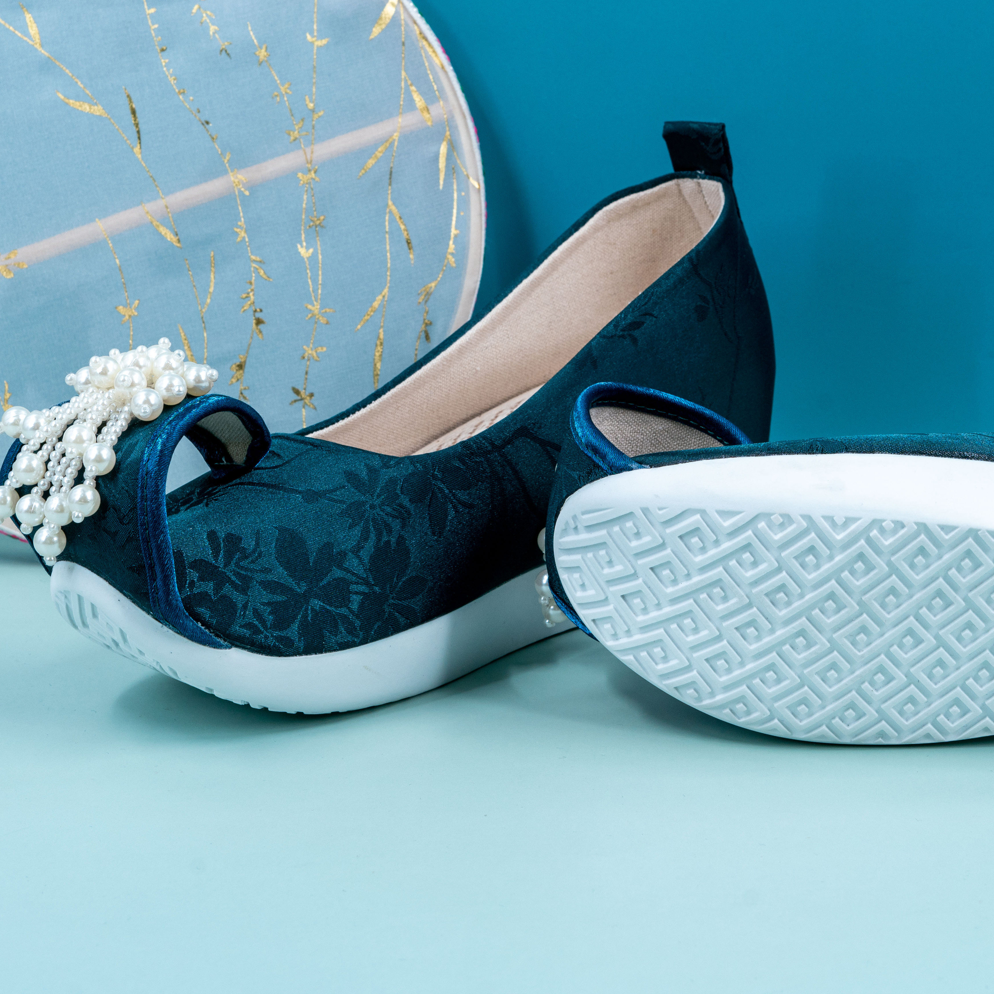 江南朱记夏季新品【夏清】汉服鞋子古风平跟平底登云履增高云头鞋