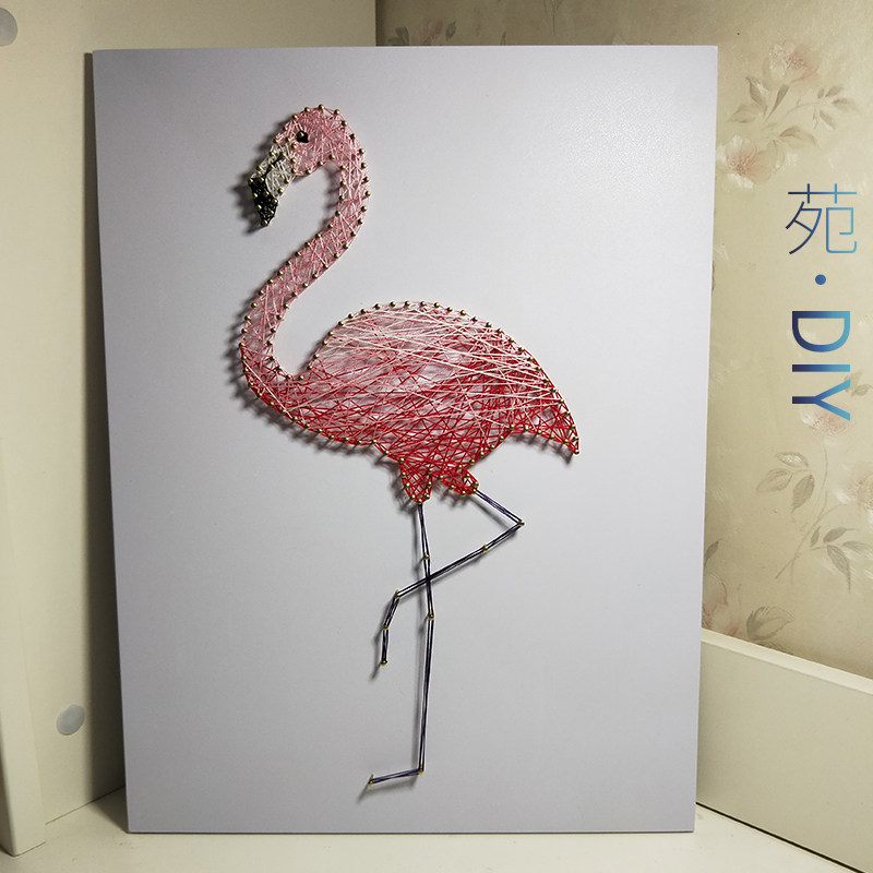 原创设计创意钉子毛线纱线绕线画艺术海豚diy手工制作材料包成品