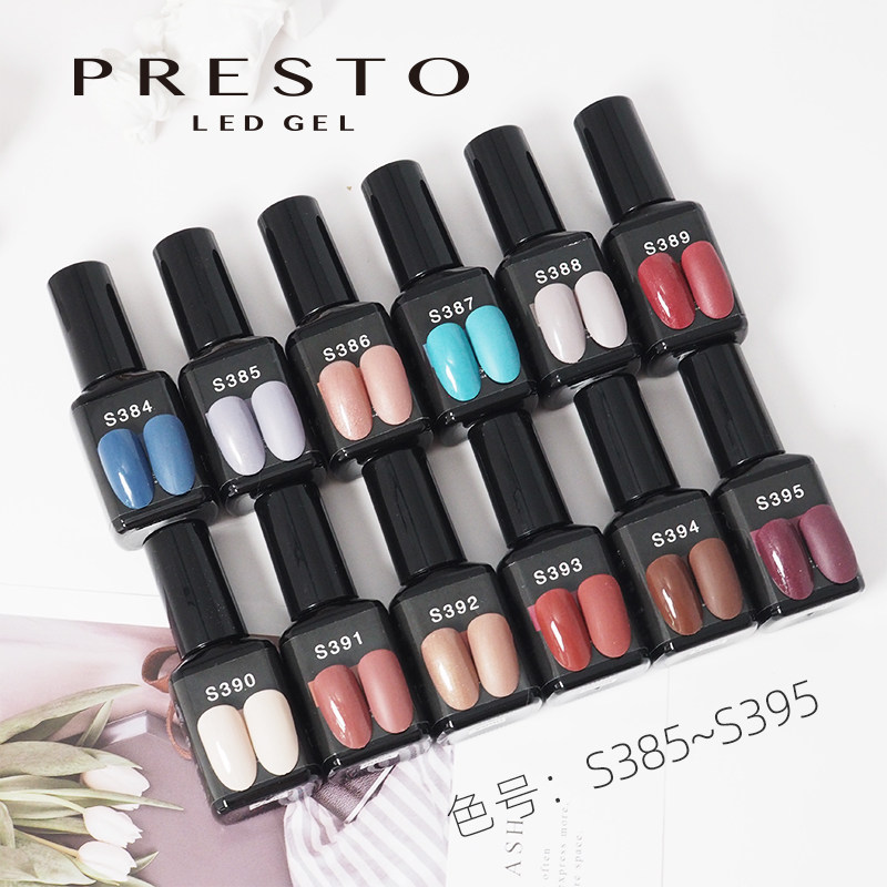 进口日本presto瓶装装甲油胶新色s385s395沙龙专用指甲彩妆