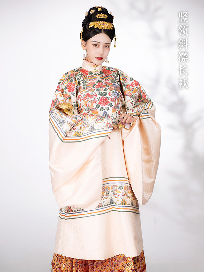 汉客丝路明制汉服仿明代妆花织金凤穿牡丹纹云肩通袖袍圆领袍婚服