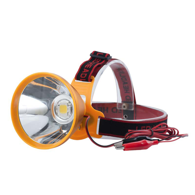 头灯12v外接电瓶超亮强光led超大光斑白光头灯