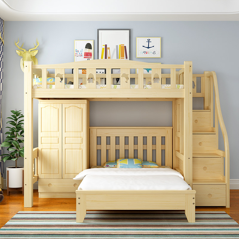 上下铺双层床实木儿童床成人上下床双人床高低床子母床多功能组合