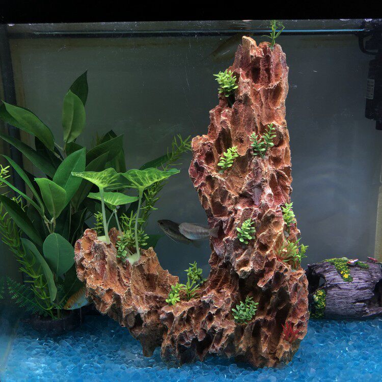 包邮鱼缸仿真造景装饰双面假山仿松皮石多种造景