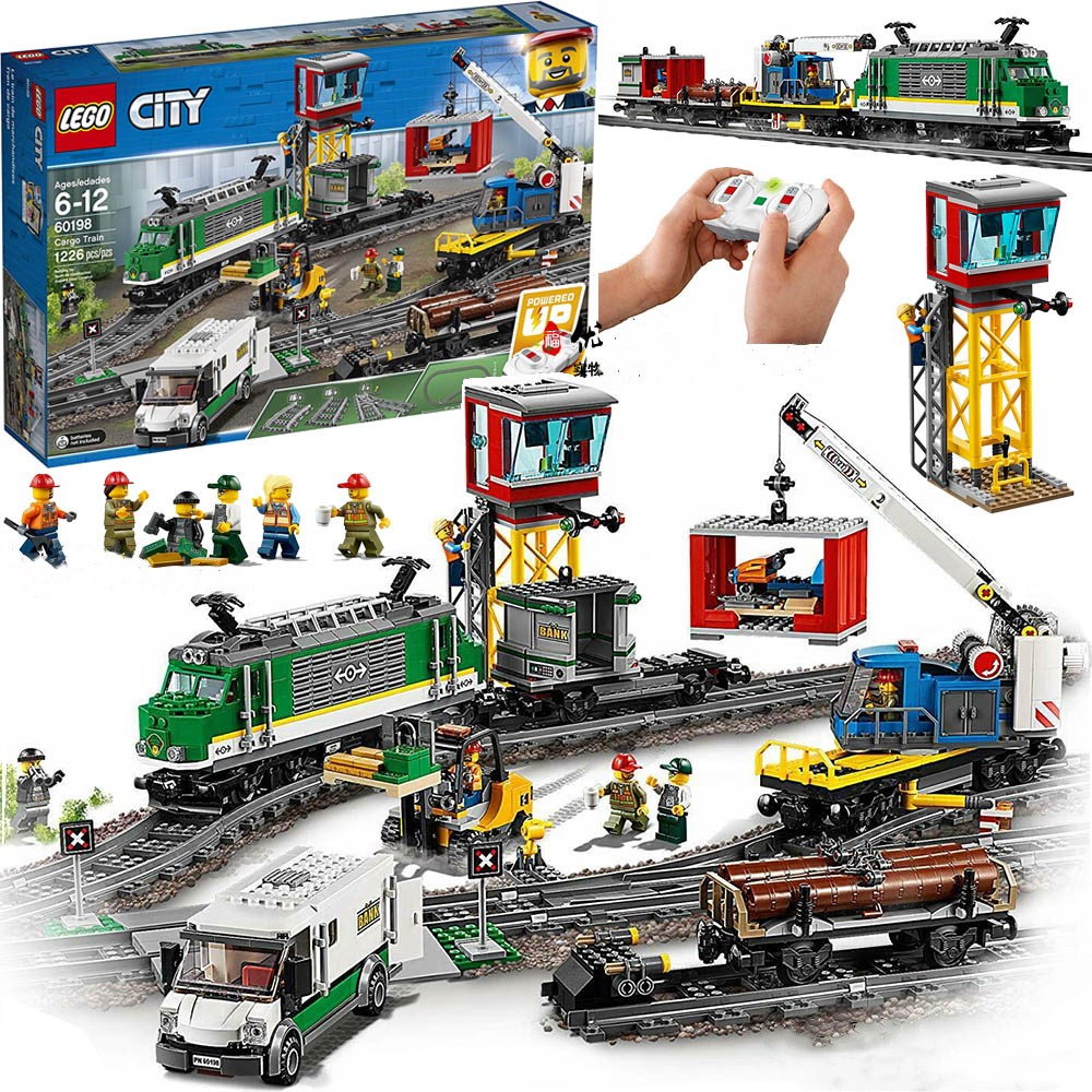 乐高lego60198城市系列遥控货运火车轨道组装积木建构