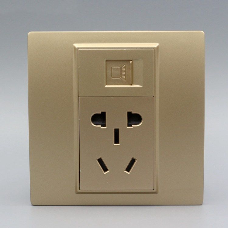 香槟六类墙壁网线电脑千兆cat6金色插座网络电脑插座