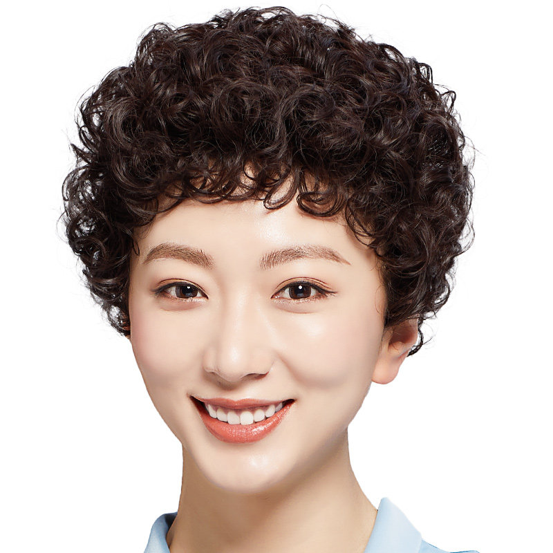 假发短发短卷发头套气质中老年妈妈蓬松洋气减龄日常整顶假发