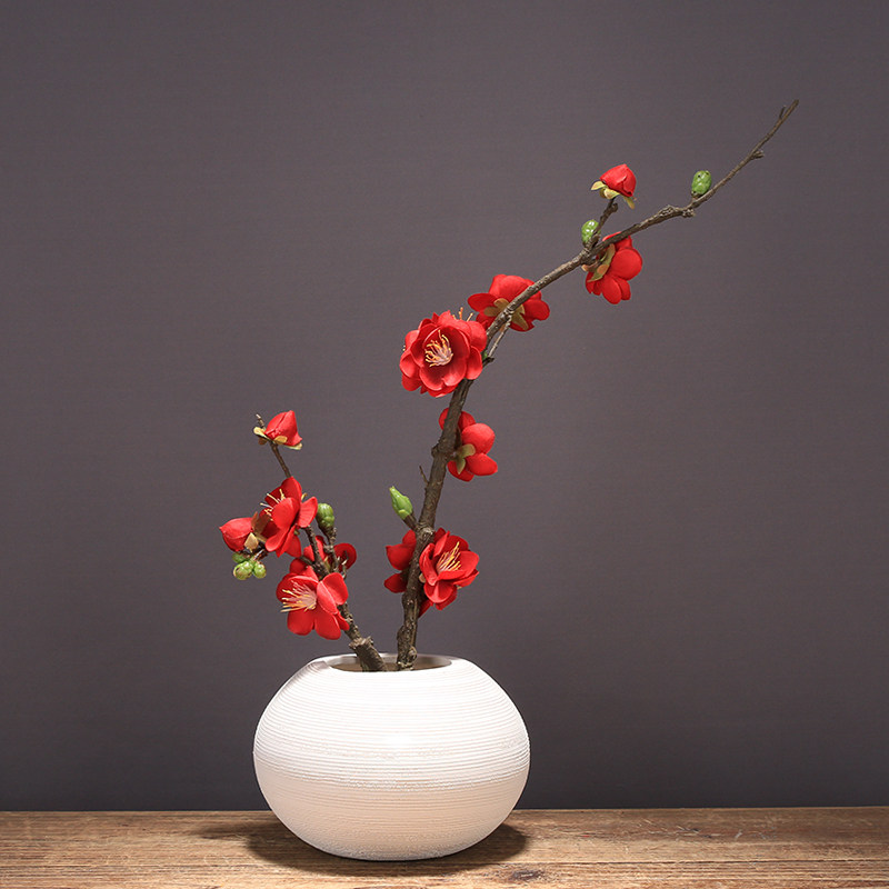 新中式摆件插花腊梅客厅干花梅花简约花瓶套装花瓶