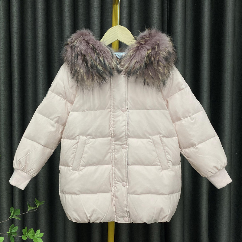 禾雪2020年新款中小小童儿童纯色可爱羽绒服中长羽绒服
