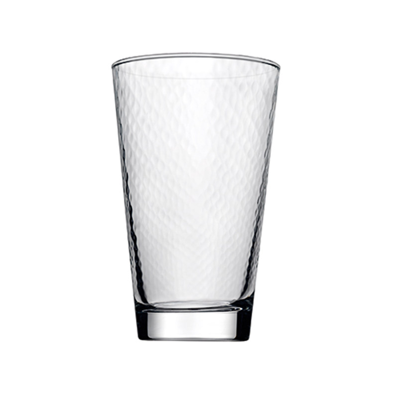 高身水杯蜂巢纹理宽口凉开水玻璃杯苏打水冰沙雪糕进口无铅玻璃杯