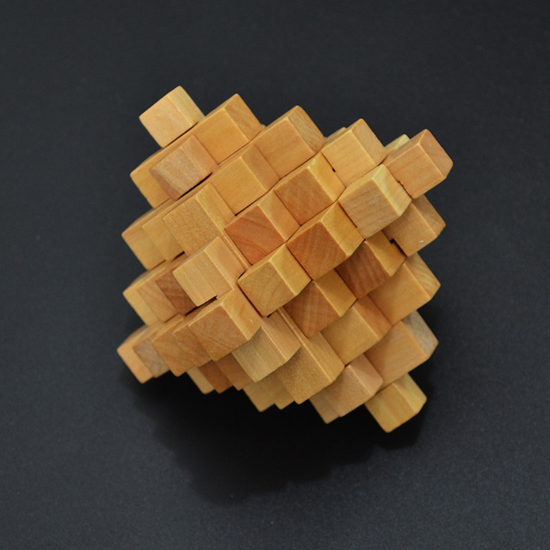 益智解锁解环玩具孔明锁鲁班锁24锁笼中取珠木质玩具