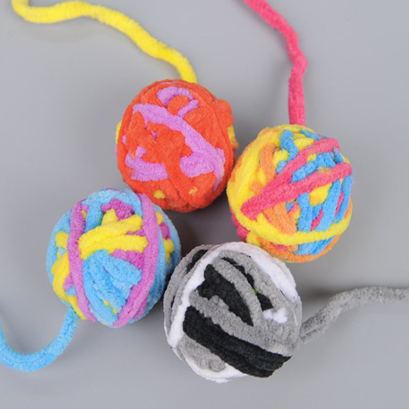 玩具毛线球线团编织毛线宠物磨牙猫咪发声球毛逗猫棒