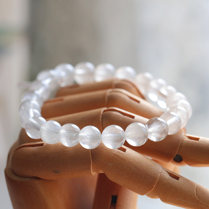 布家天然银白白发兔毛猫眼水晶情侣男女女款手链