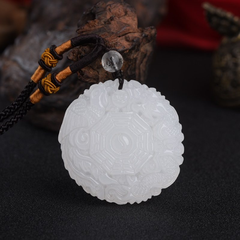 天然阴阳五行八卦玛瑙龙凤平安玉佩吊坠男女项坠