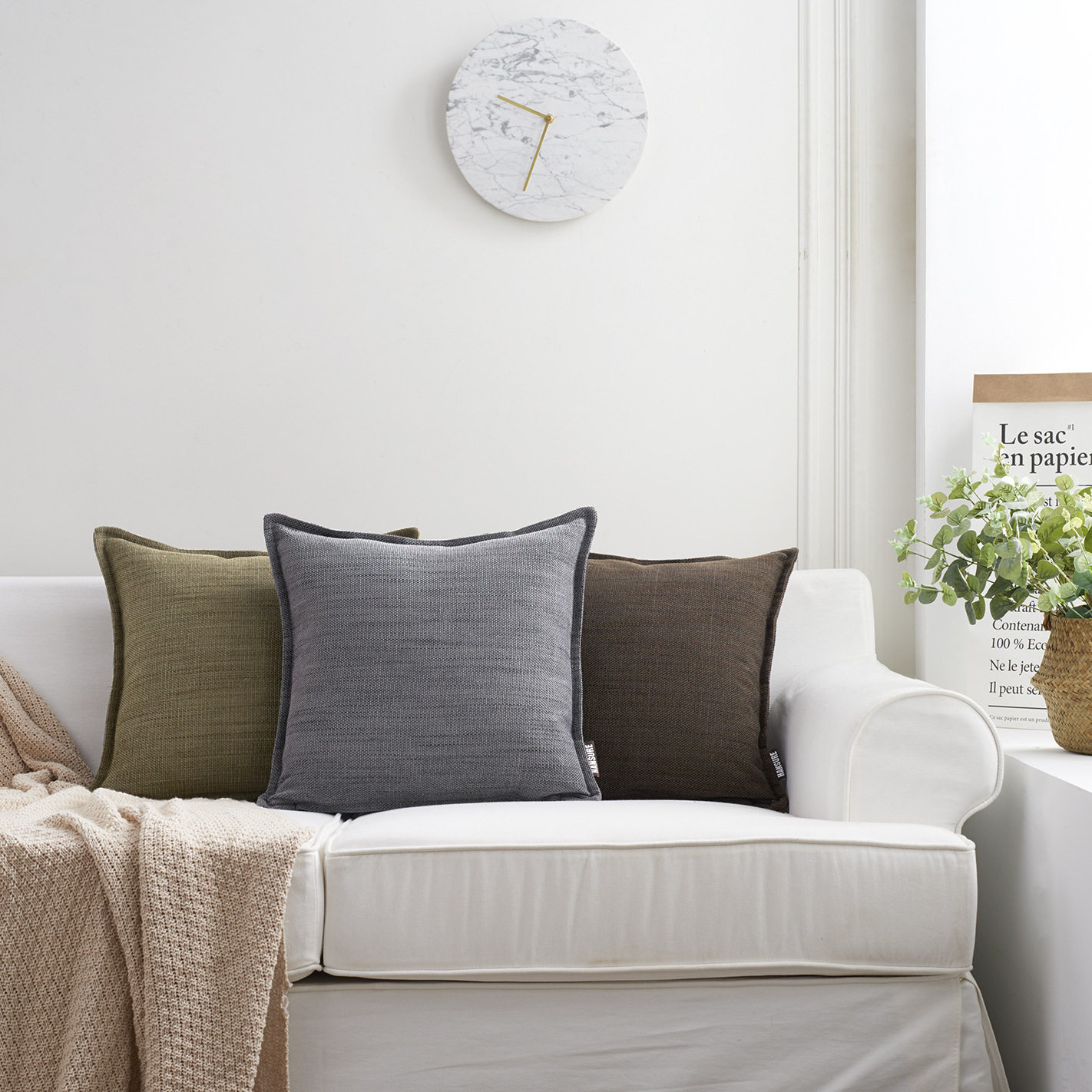 样板间抱枕套简约北欧欧风沙发靠垫床上土黄色靠垫