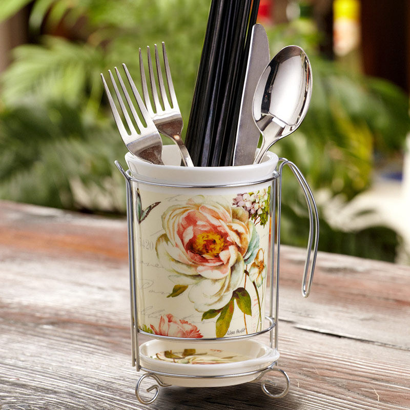 爱屋格林创意欧式厨房小件用品餐具陶瓷筷筒筷子餐具笼