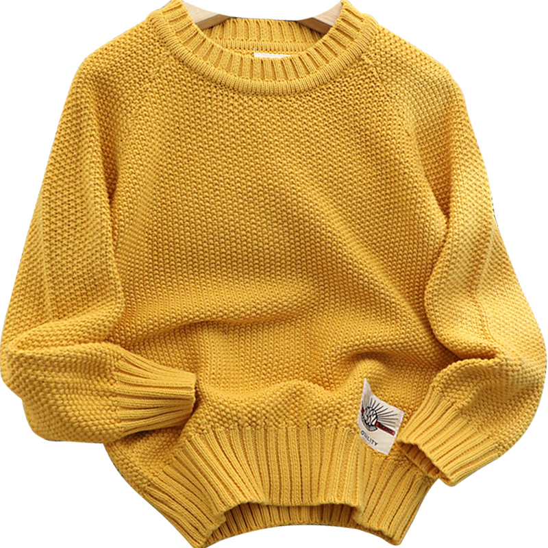 玉米中大棉线纯棉宝宝针织衫圆领毛衣玉米织纯色毛衣