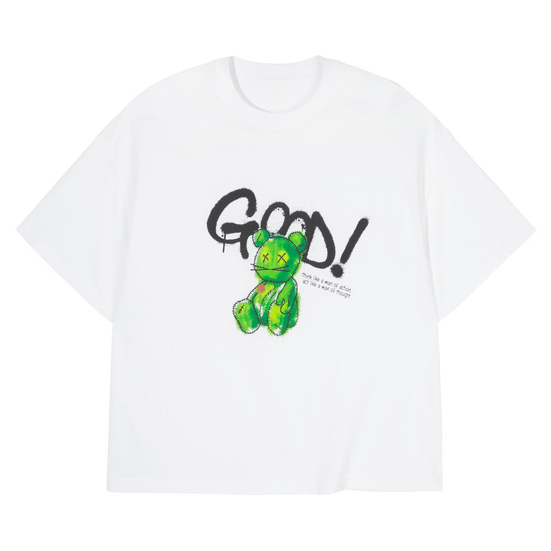 gxgjeans体恤宽松新疆短袖ins印花xx熊印花男装t恤