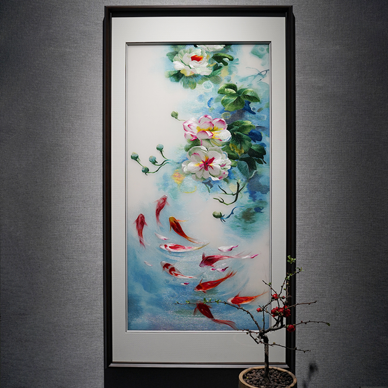苏绣成品挂画客厅玄关苏韵苏绣苏绣纯手工刺绣古风餐厅装饰画摆件