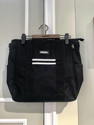 韩国潮牌nerdy新款大号奶油色帆布包邮差包