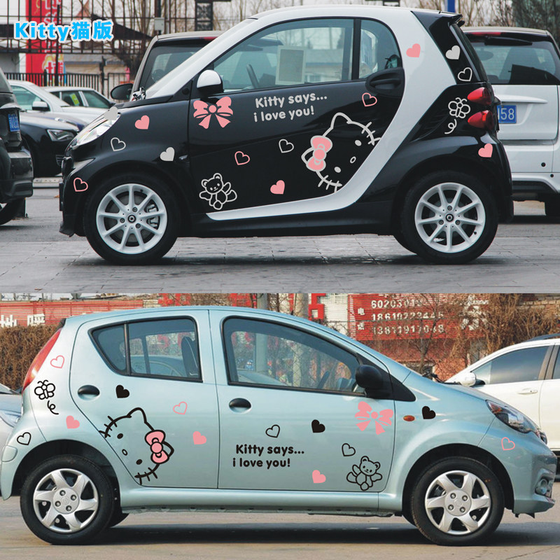 知豆电动f0车贴米奇snoopy拉花smart汽车贴纸汽车装饰贴