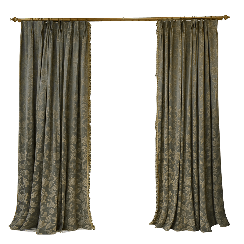 奇尼维埃拉锦缎美式欧式美国绿高精密定制窗帘