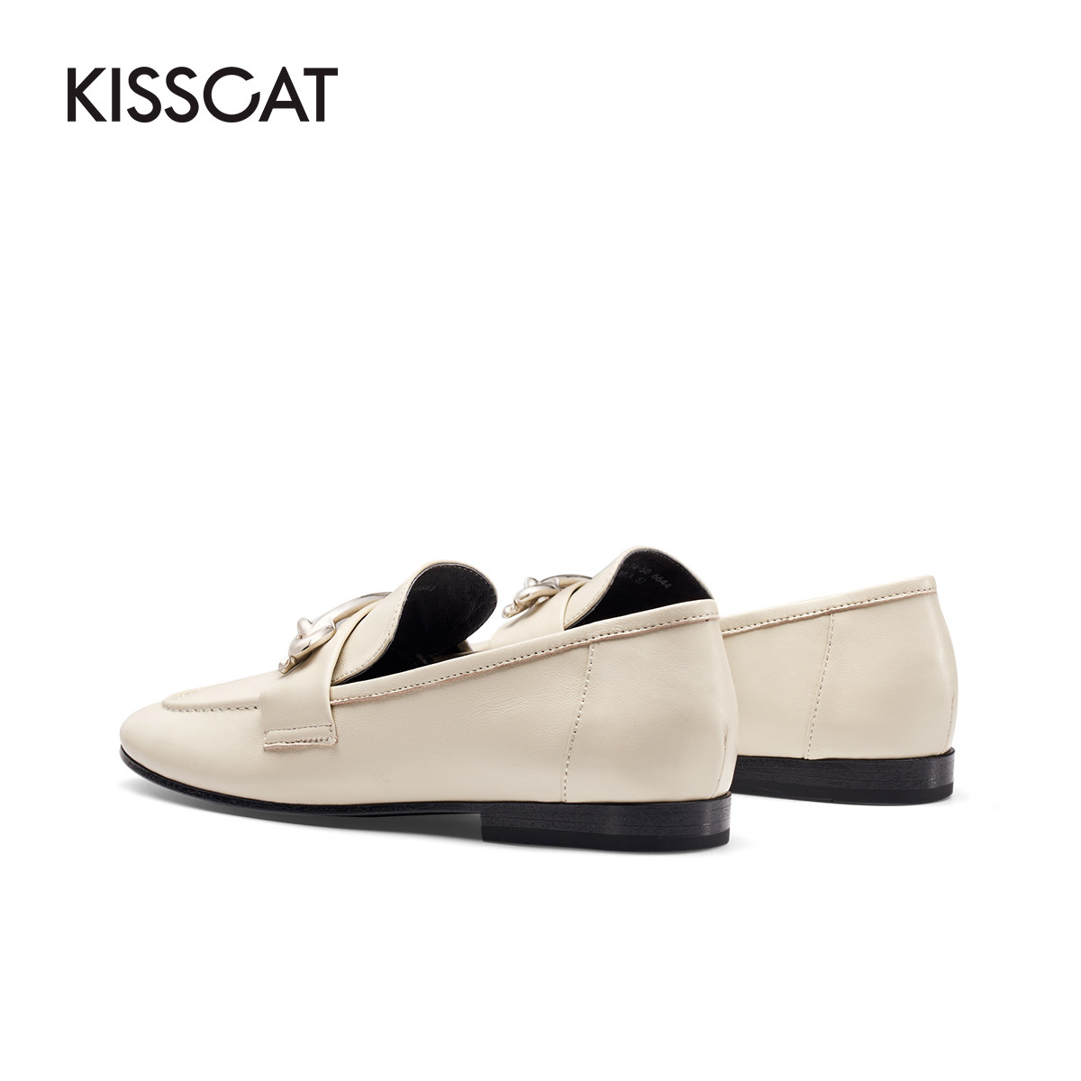 接吻猫2022春季新款舒适羊皮一脚脚蹬单鞋时尚乐福鞋豆豆鞋