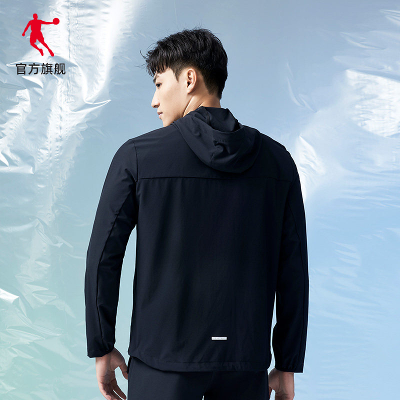 新潮乔丹梭织风衣男子春季新款男士运动夹克短款防风外套连帽上衣