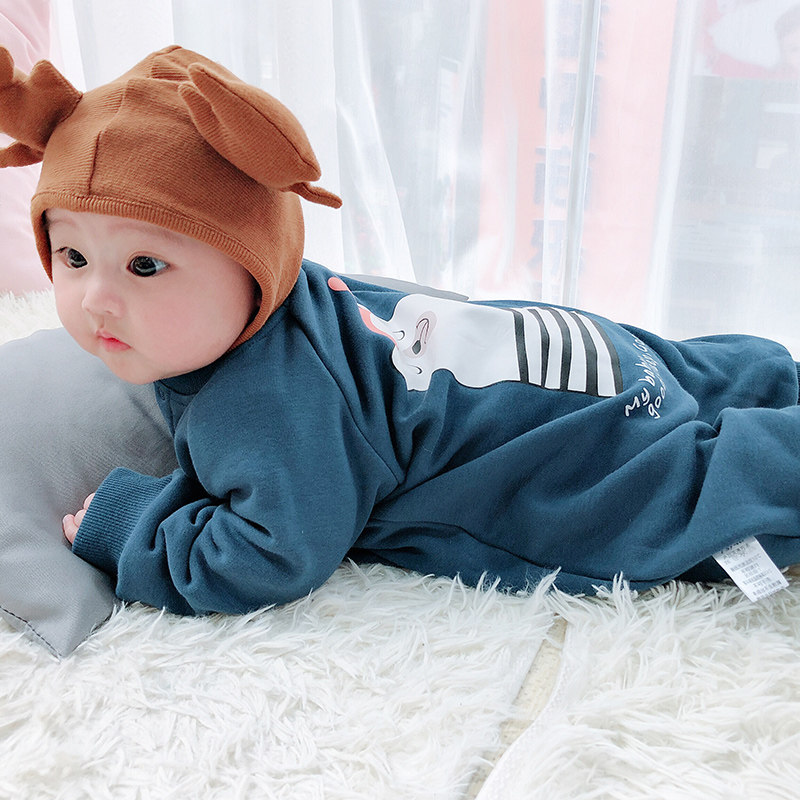 女婴可爱8岁ins外出5个月婴儿新生儿2套装宝宝连身衣