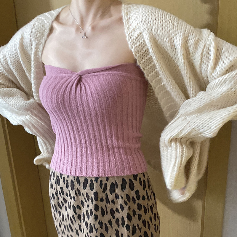 复古扭结毛衣抹胸温柔显胸肩带收腰打底裹胸抹胸