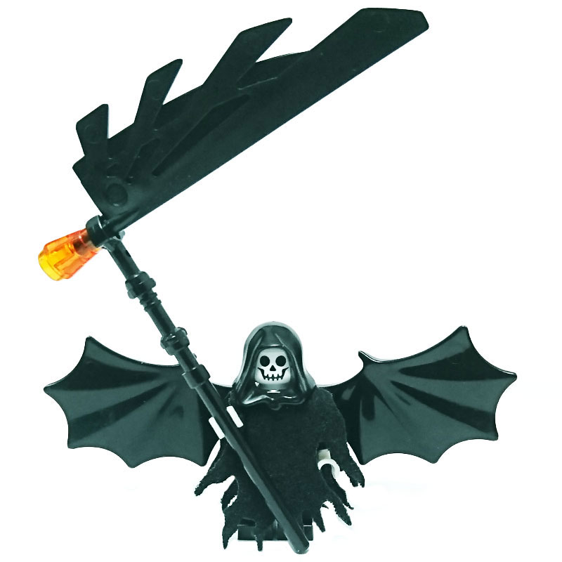 乐高lego绝版稀有人仔零件死神骷髅披风恶魔兜帽大镰刀拍照