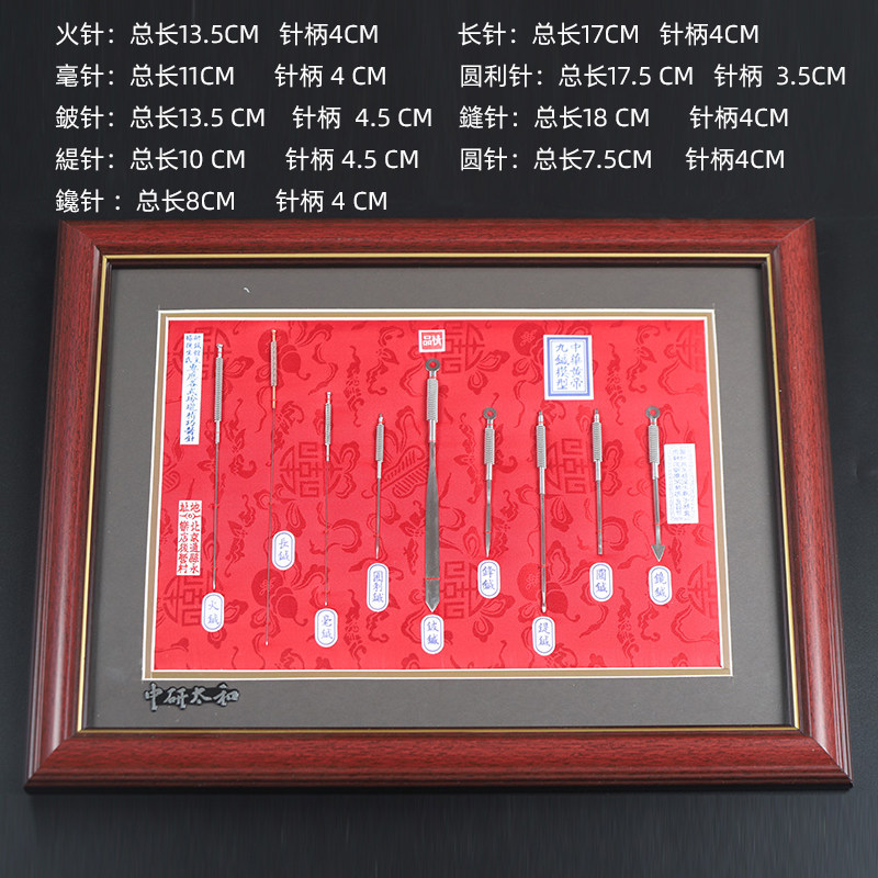 新九针九针针谱模型玻璃镜框仿古包邮装饰摆件