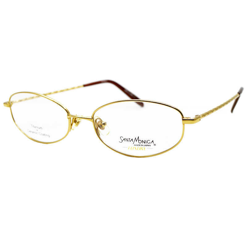 santamonica圣曼尼加眼镜架12克纯钛日本进口金色商务眼镜架