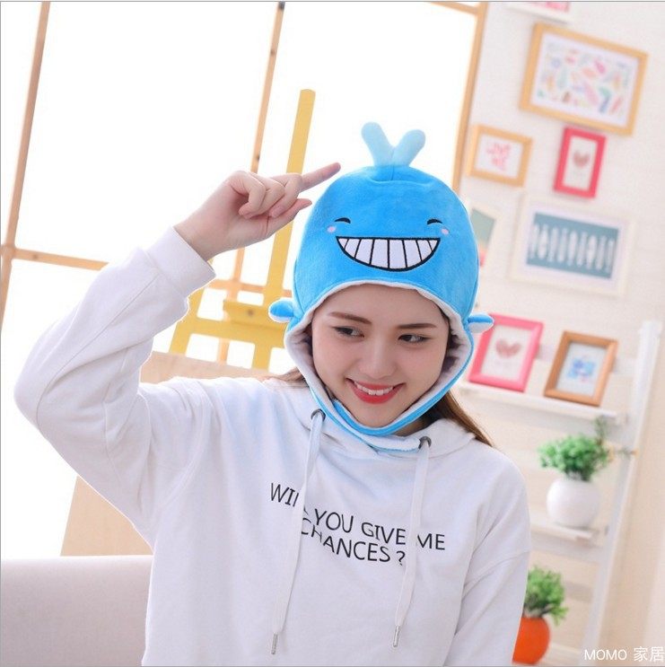 鲨鱼日单可爱卡通头套暗黑凶猛帽子头饰亲子帽子