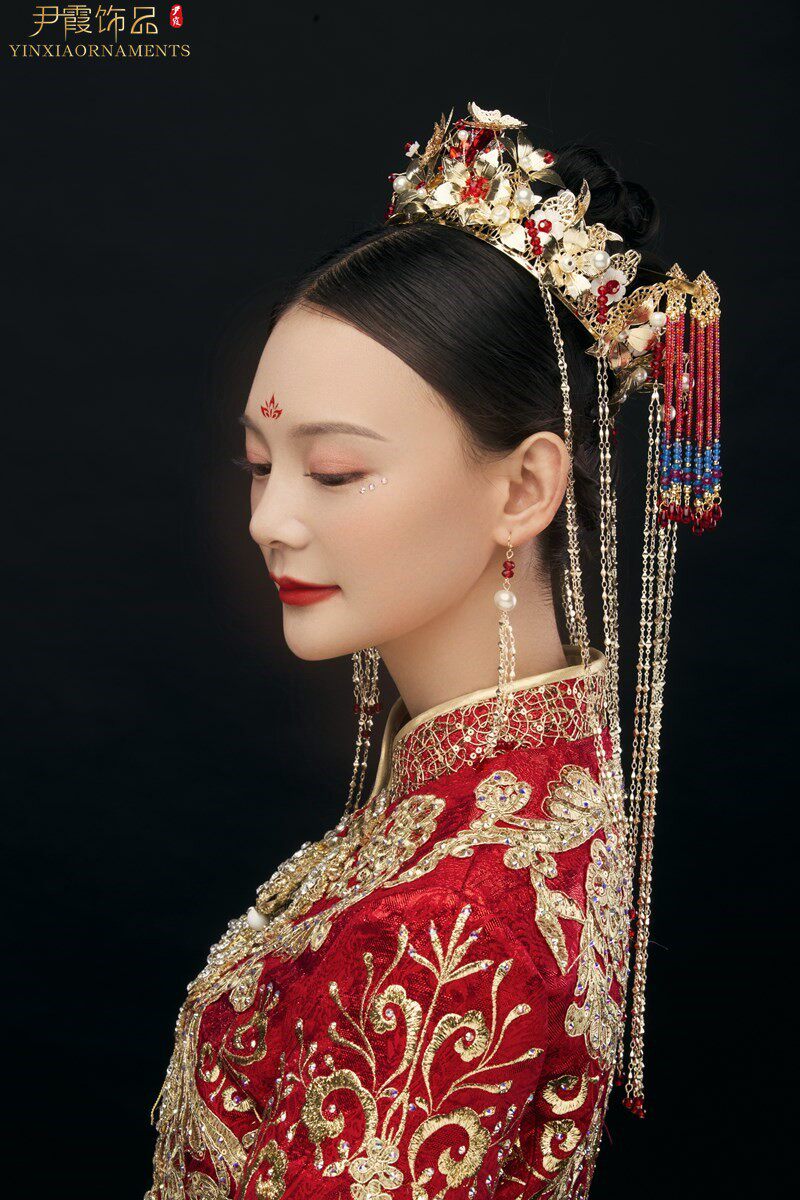 中式婚礼配饰古装新娘凤冠中国国风影楼道具发饰