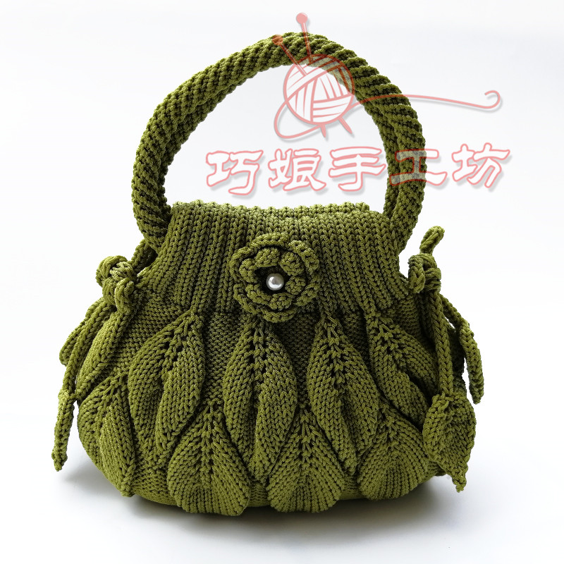 空心毛线针织女包吉祥结叶子手提包手工编织手钩包通用款女包