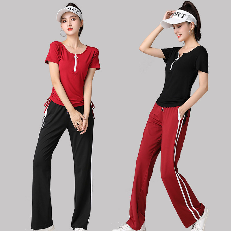 广场舞服装短袖套装夏季新款健身操运动服跳舞比赛广场舞套装