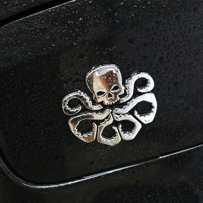 汽车个性3d立体骷髅车标复仇者联盟九头蛇金属汽车装饰贴